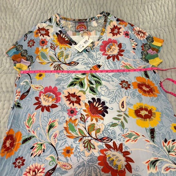 Johnny Was RAINBOW FLORAL DRAPE TUNIC 2X - Picture 9 of 10